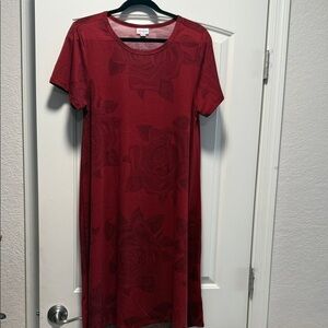 LuLaRoe Red Rose Carly dress L
